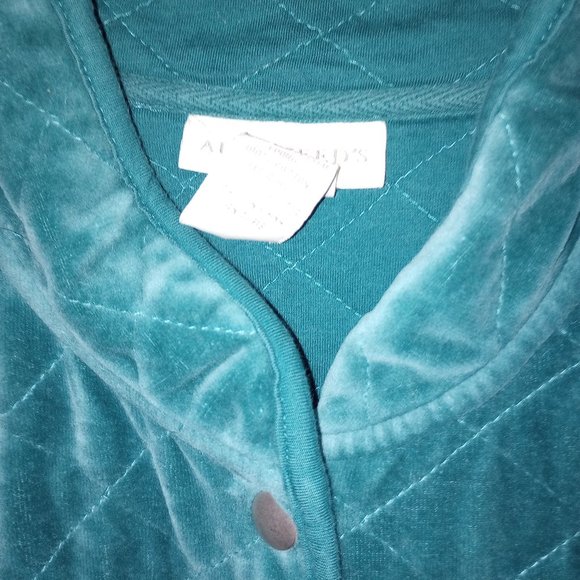 Apple Seeds Velvet Teal Snap Button Vest Size Medium - Picture 2 of 3